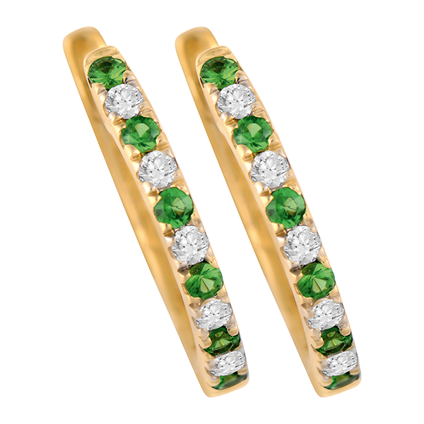 9ct Gold Green Garnet & Diamond Huggies