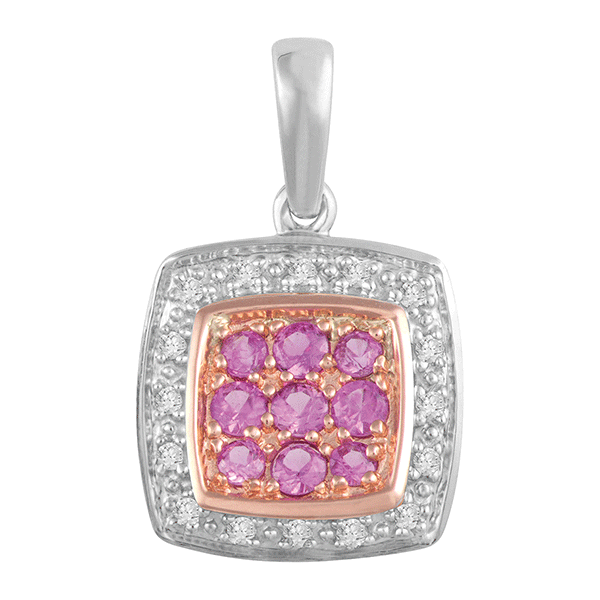 9ct Gold Pink Sapphire Dress Pendant