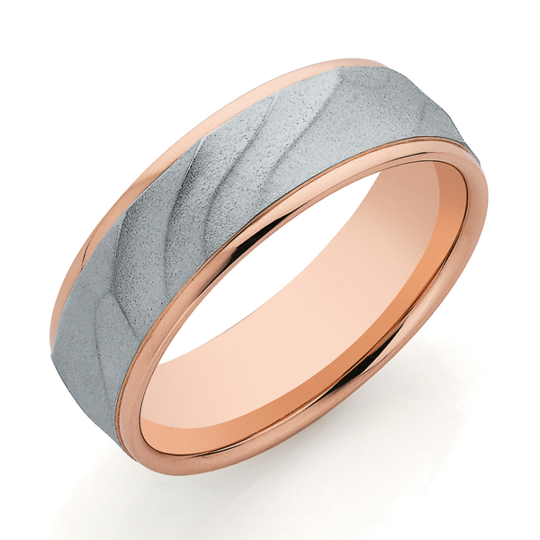 9ct Rose & White Gold 7mm Band