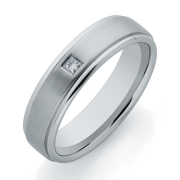 9ct White Gold Princess Cut Diamond Band