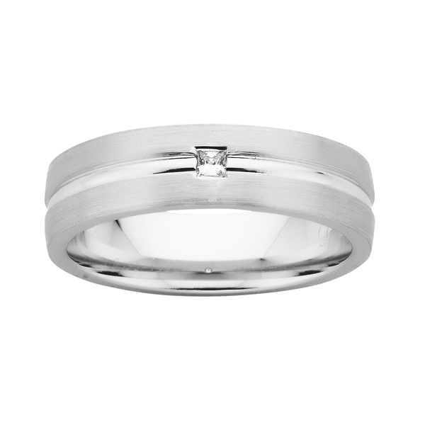 9ct White Gold Princess Cut Diamond Band