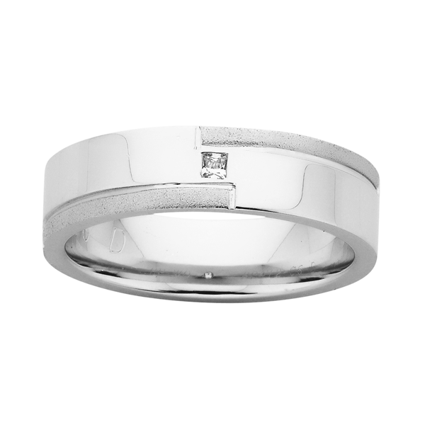 9ct White Gold Princess Cut Diamond Band