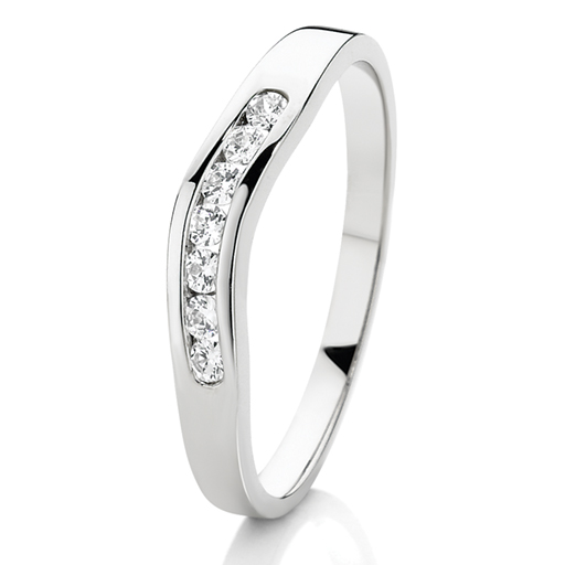 9ct White gold Curved Diamond  Band