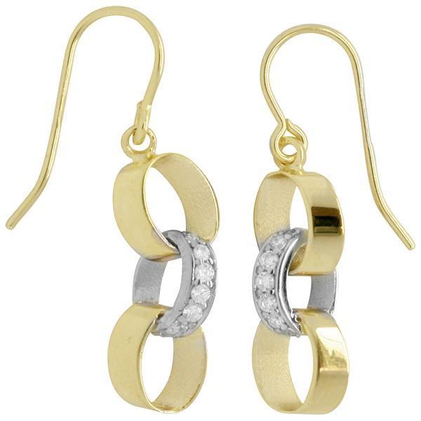 9ct and Silver Bonded, Cubic Zirconia Drop Earrings