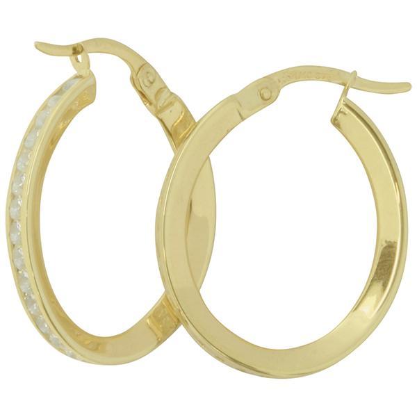 9ct and Silver Bonded, Cubic Zirconia Hoop Earrings