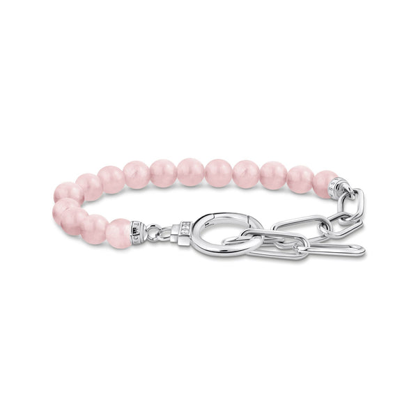 THOMAS SABO Link Bracelet with Rose Quartz Beads Silver