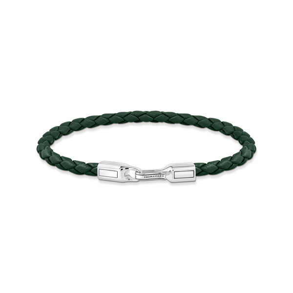 THOMAS SABO Bracelet with Braided, Green Leather