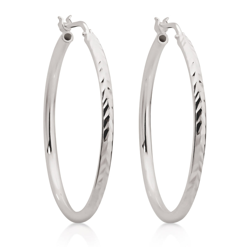 Silver diamond cut hoops 30mm