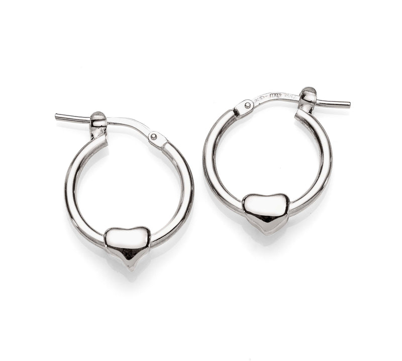 Silver heart hoops 12mm