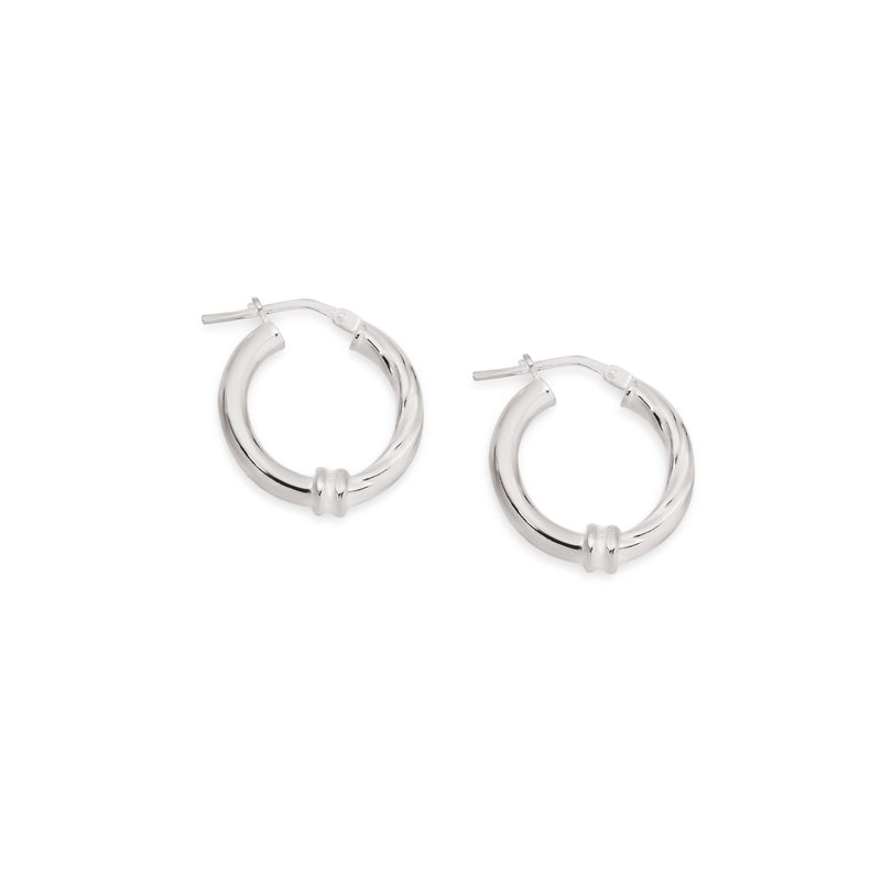 Silver polished twist hoops 12mm