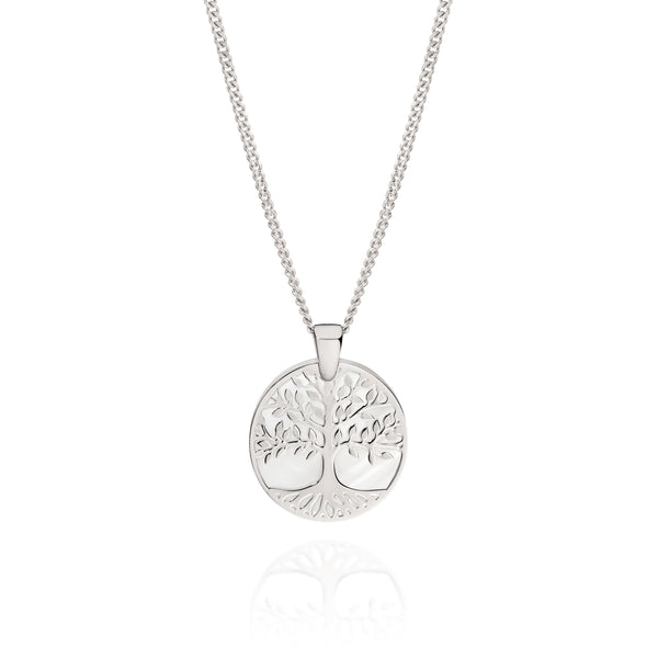 Silver mother of pearl tree of life necklace