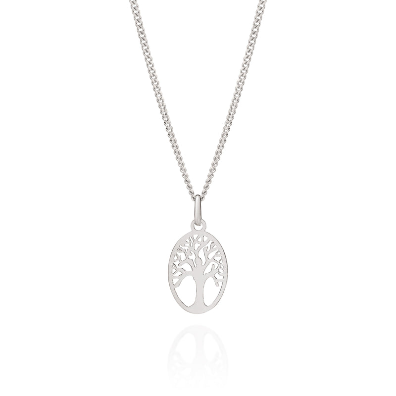 Silver oval tree of life pendant