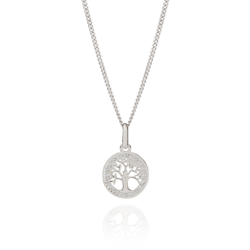 Silver stone set tree of life pendant
