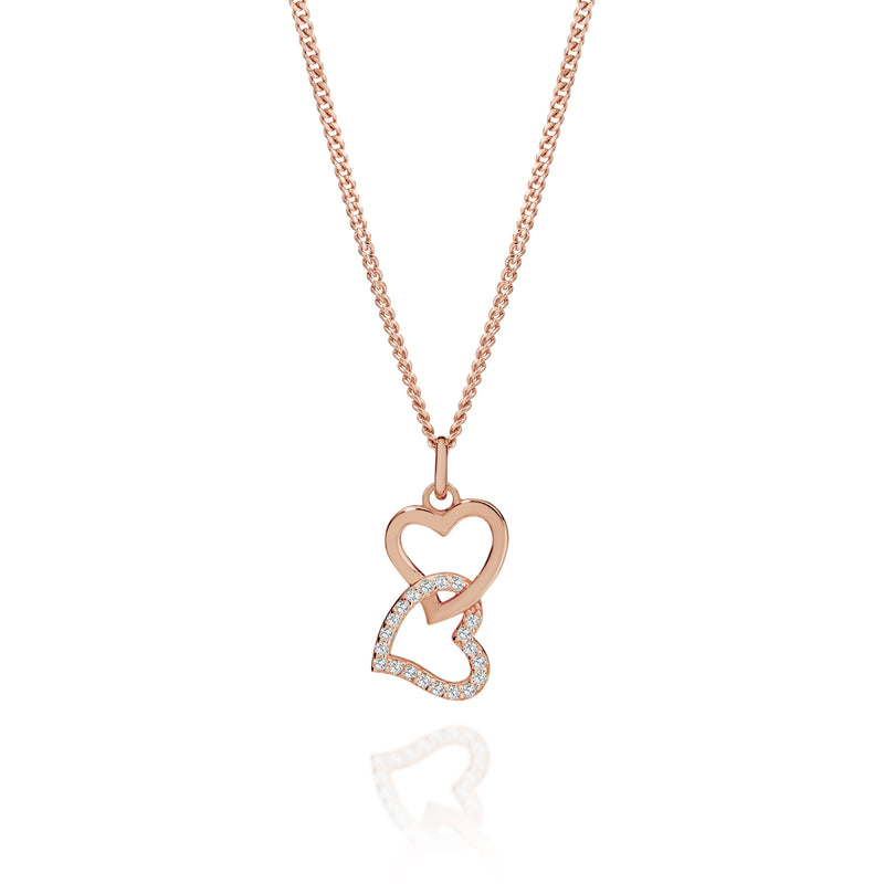 Silver rose gold plated heart pendant
