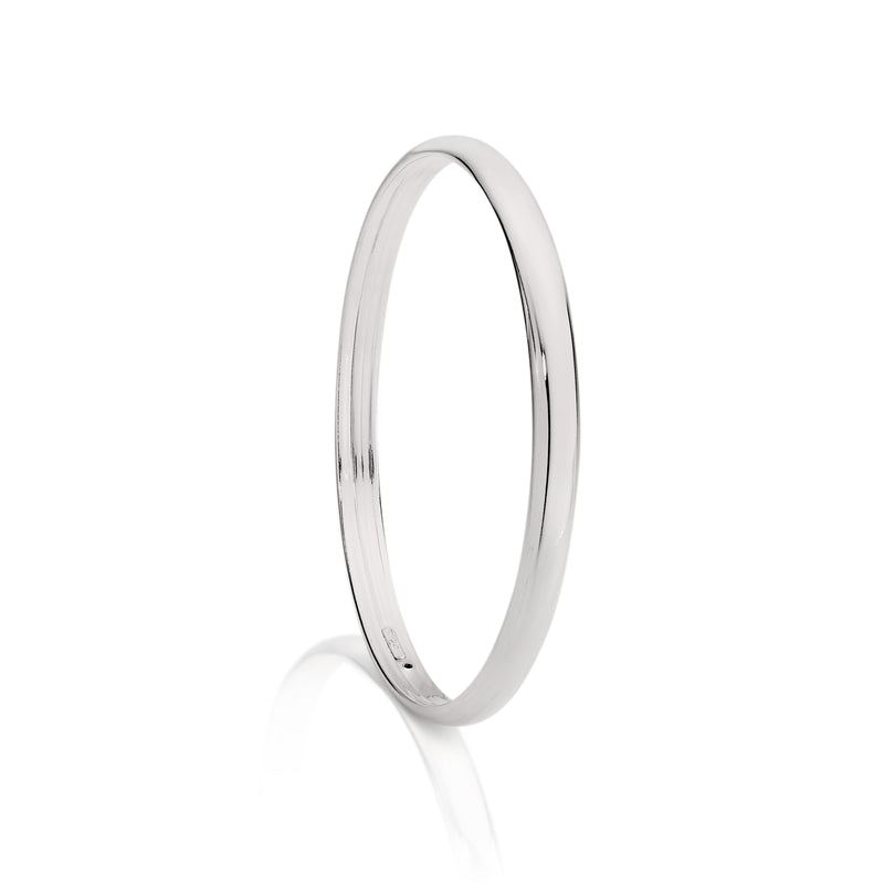 Silver 5mm half round bangle 65mm