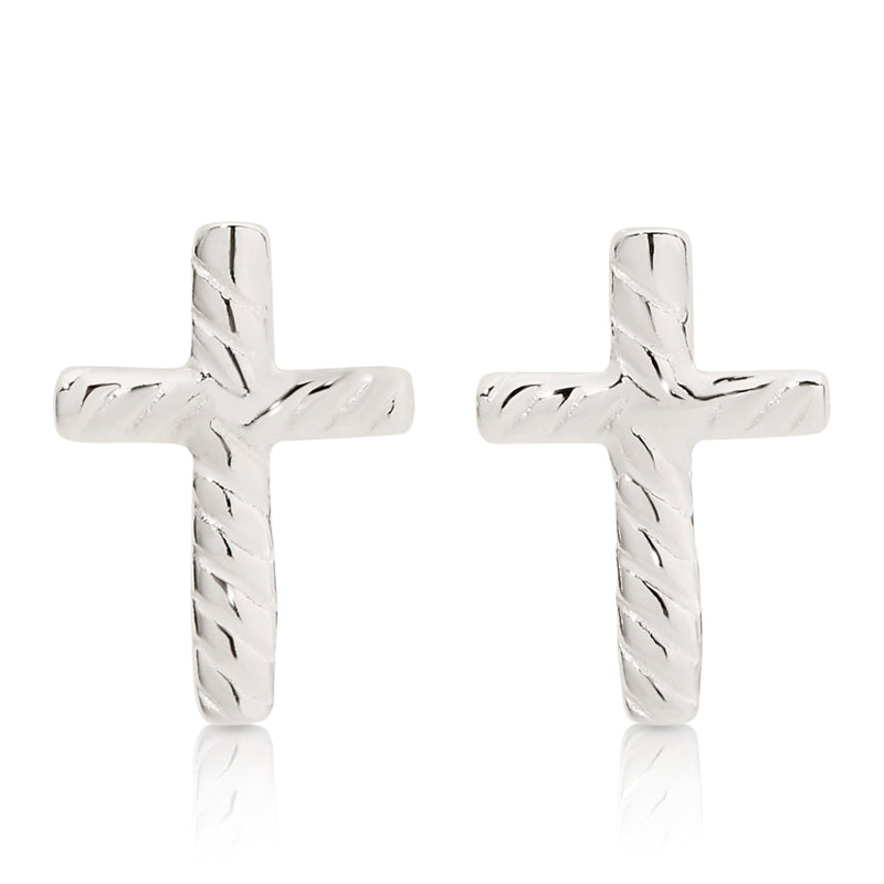 Silver cross studs