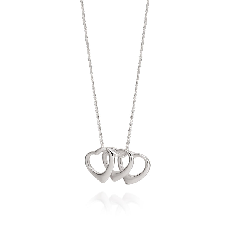 Silver triple heart necklace