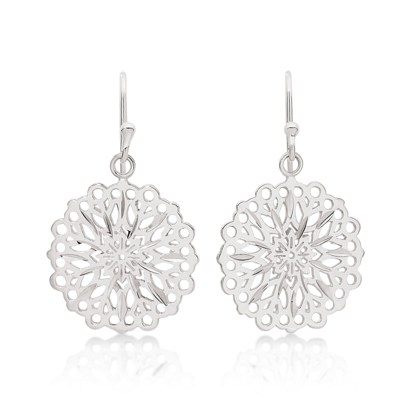 Silver filigree drops