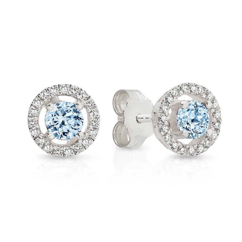 Silver blue cubic zirconia halo studs