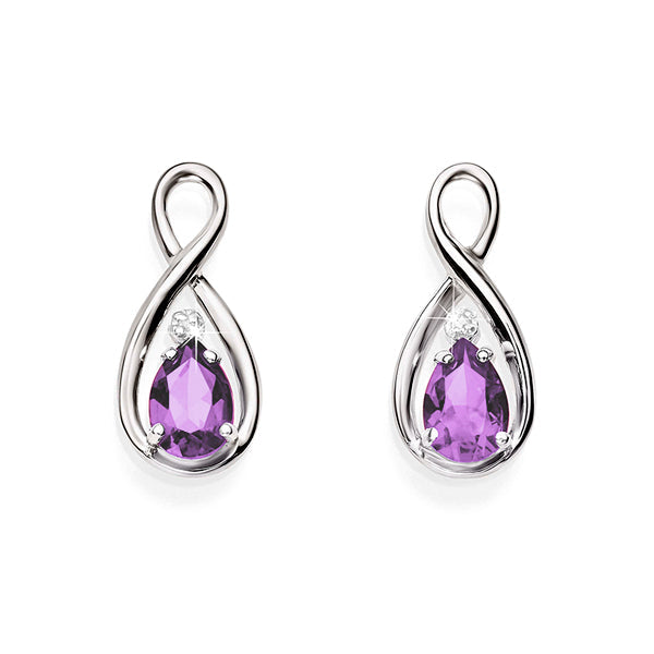 Silver amethyst & diamond earrings