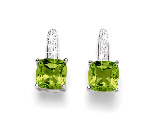 Silver peridot & diamond earrings