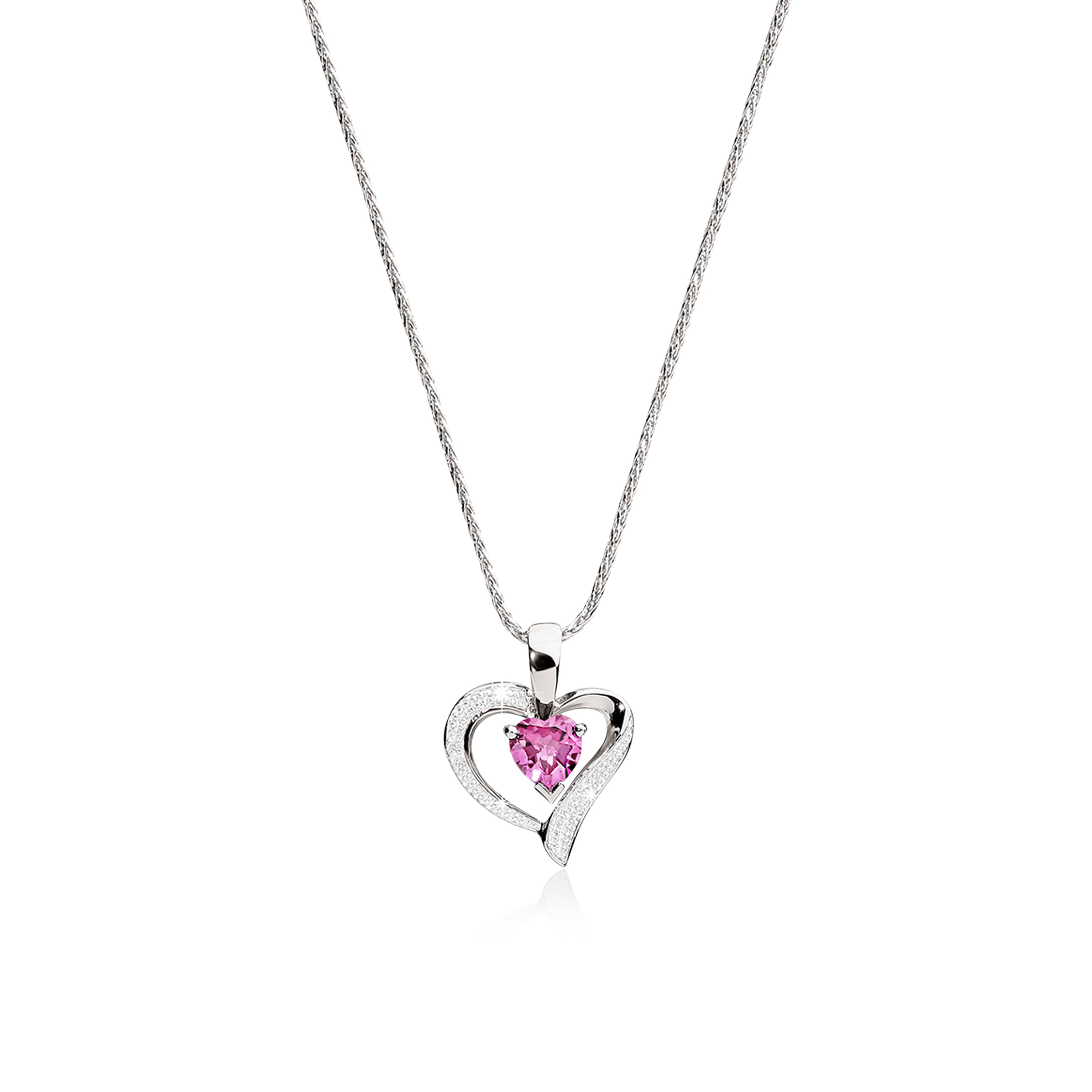 Silver cr pink sapphire & diamond pendant