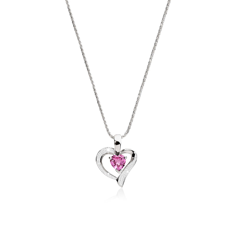 Silver cr pink sapphire & diamond pendant