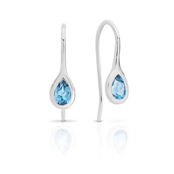 Silver blue topaz earrings