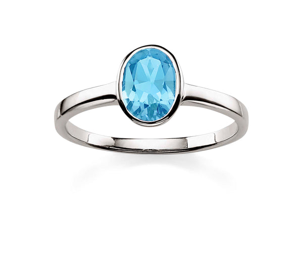 Silver blue topaz ring