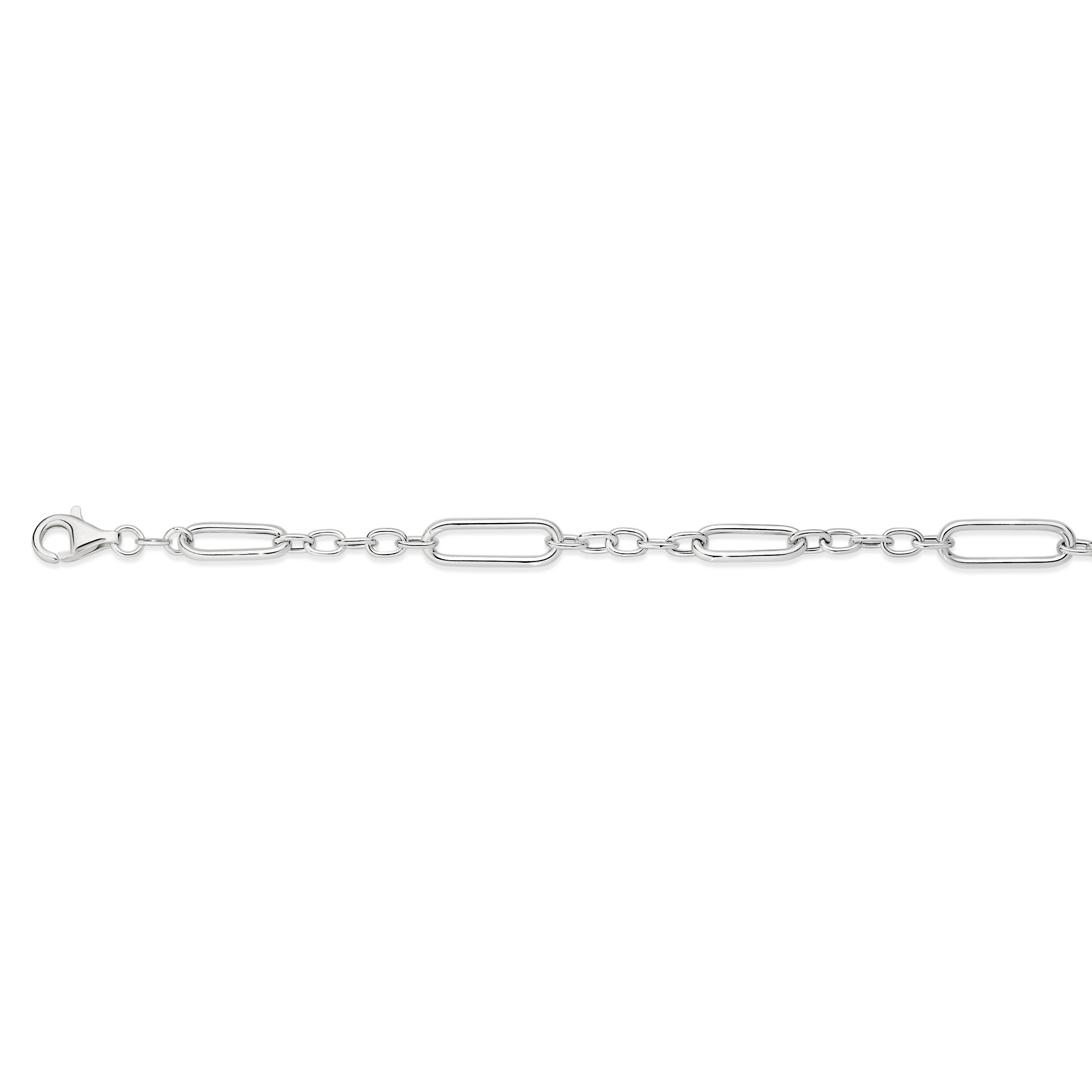 Sterling silver 7x20mm paperclip cable 1:5 figaro bracelet 20cm