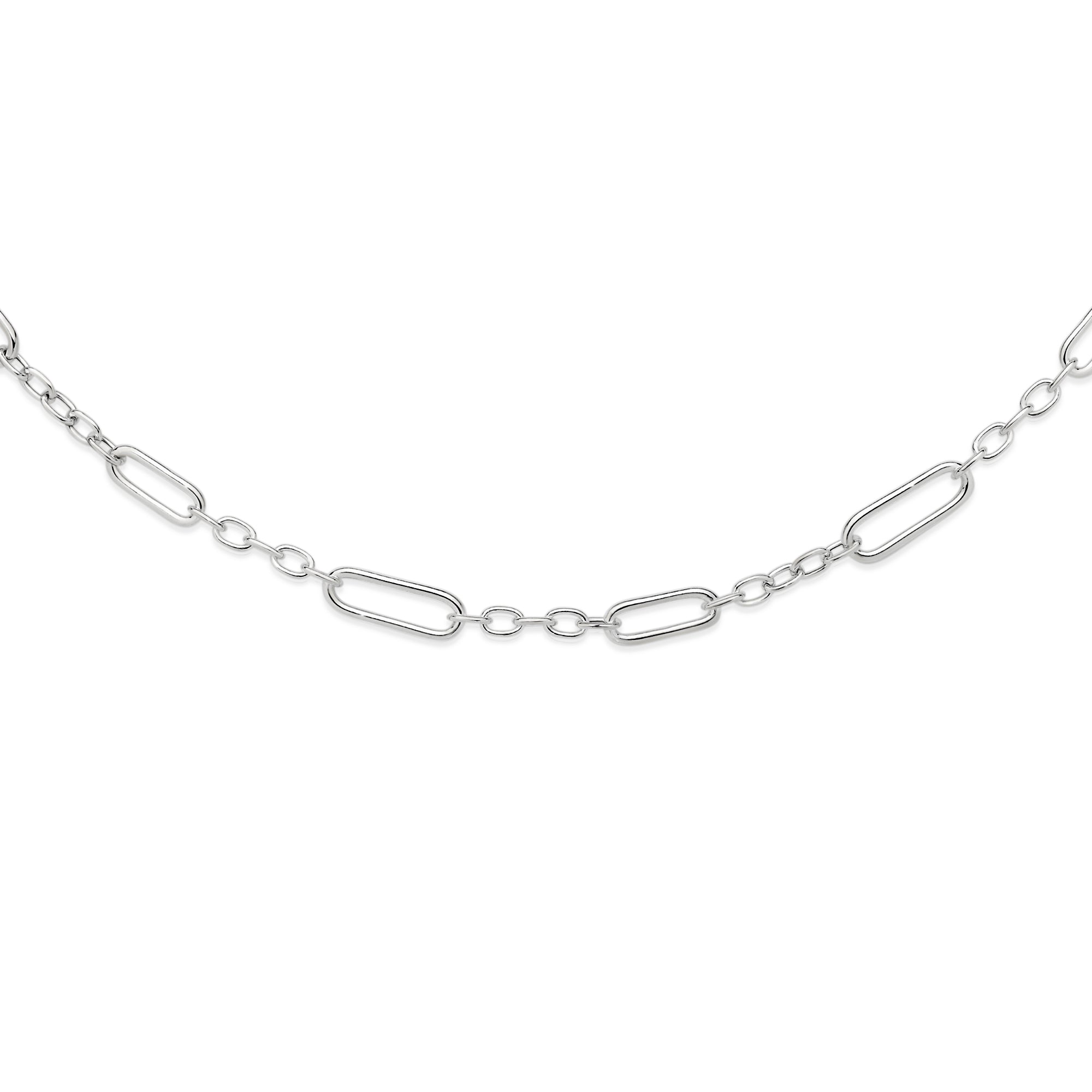 Sterling silver 7x20mm paperclip cable 1:5 figaro necklet 46cm