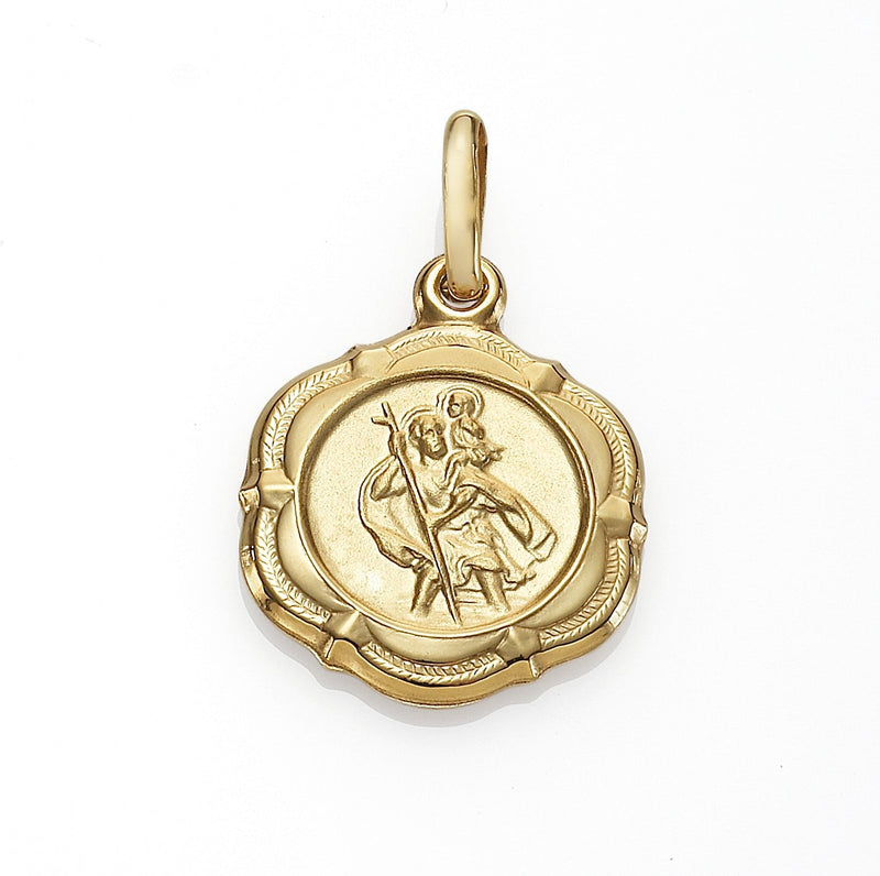 9ct gold St Christopher pendant 14mm