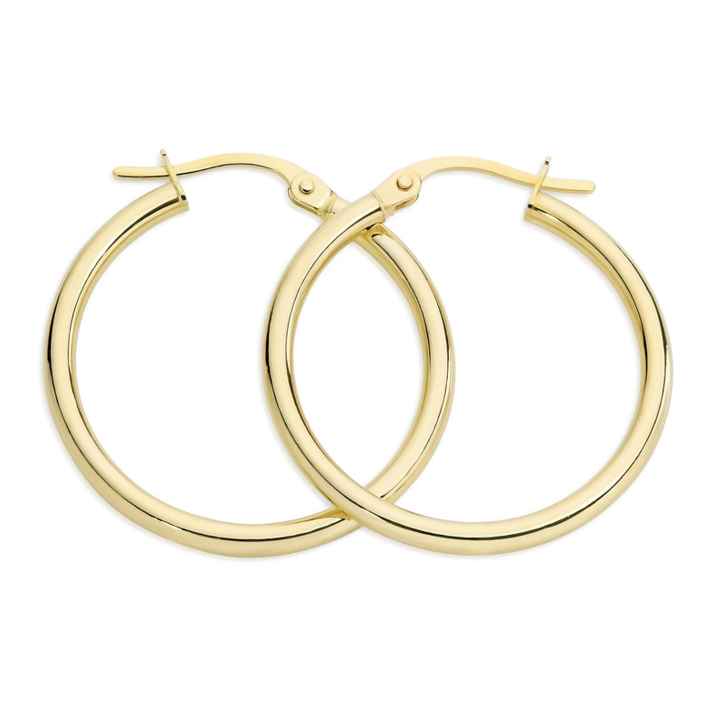 9ct gold polished hoops 20mm