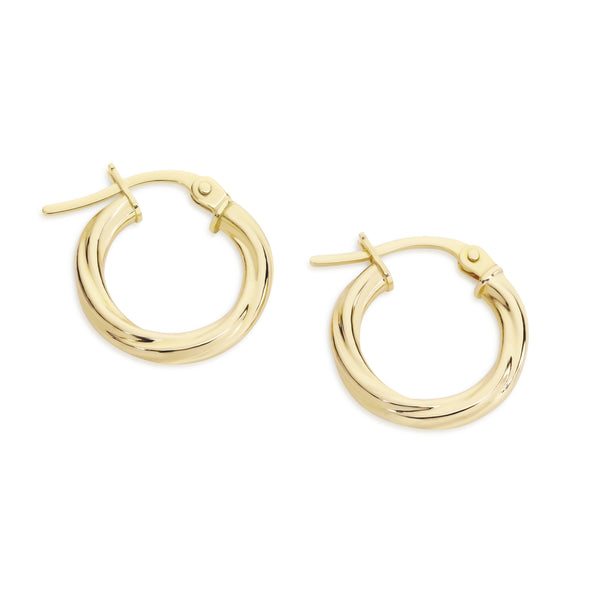 9ct gold twist hoops 10mm