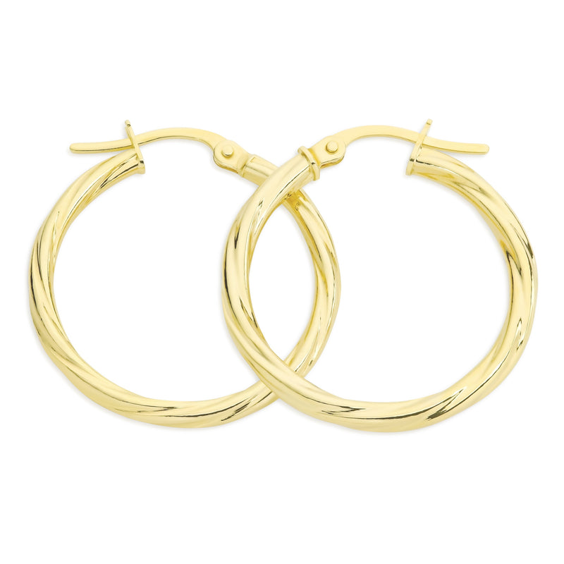 9ct gold twist hoops 20mm