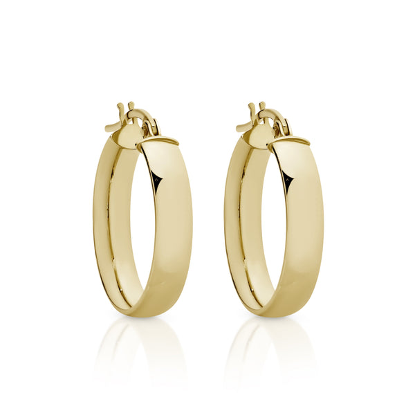 9ct gold half round hoops 15mm