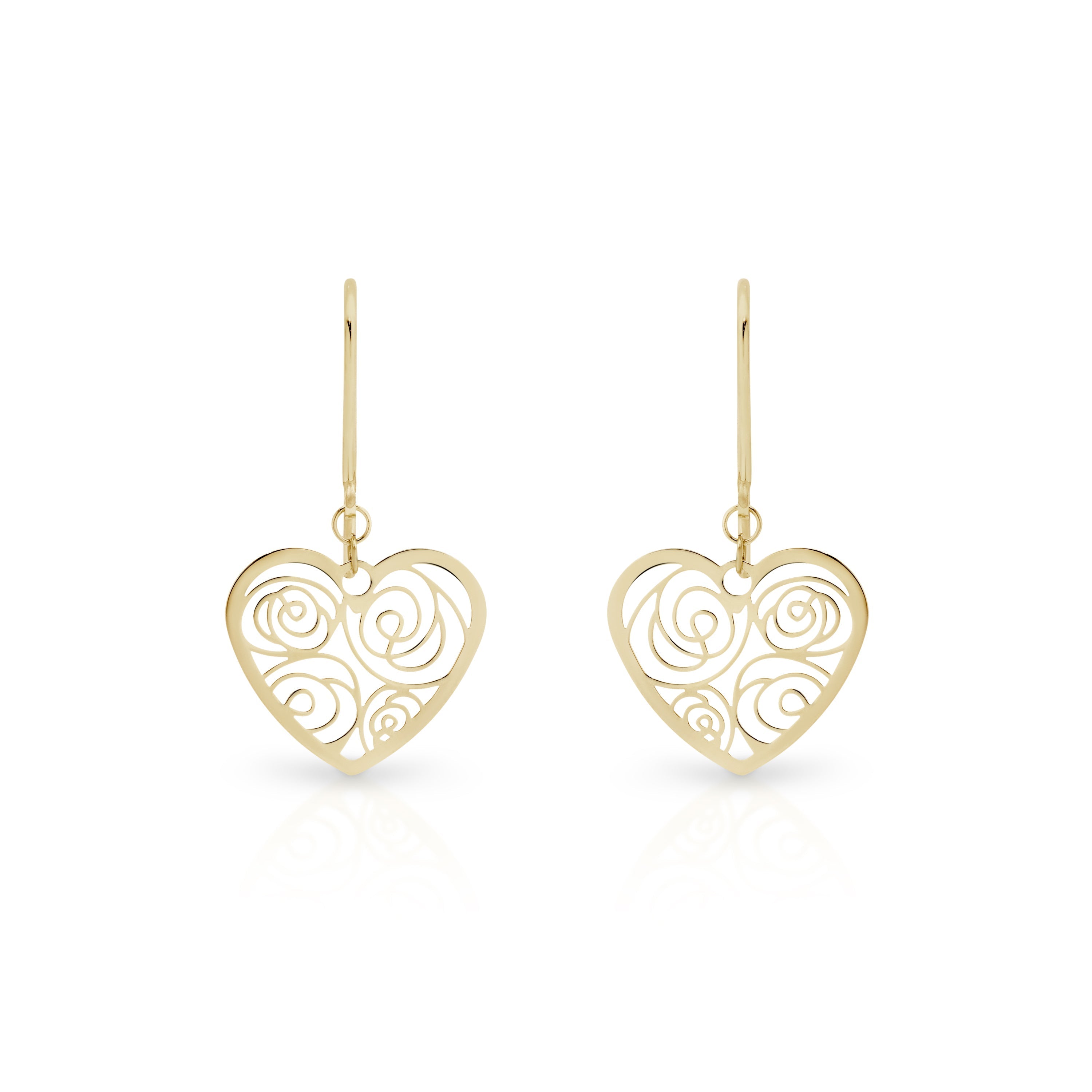 9ct gold heart earrings