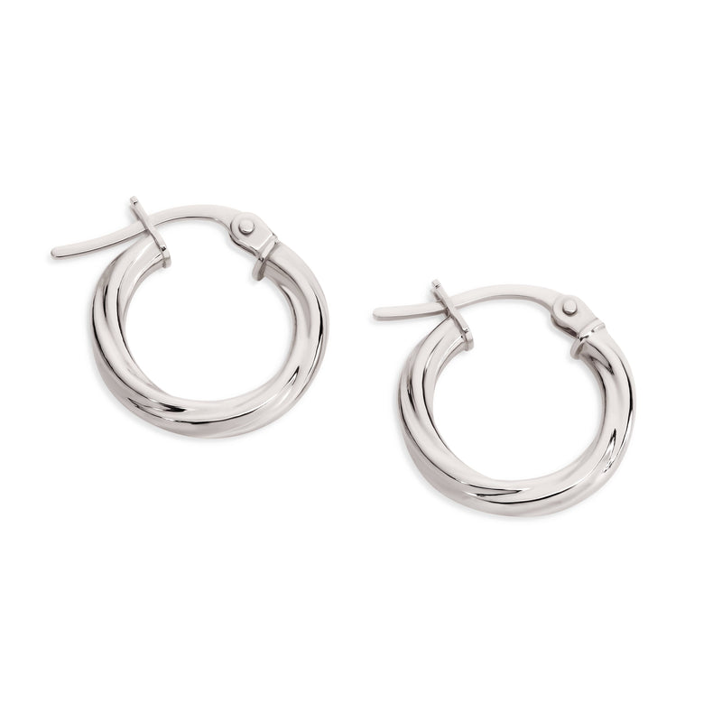 9ct white gold twist hoops 10mm