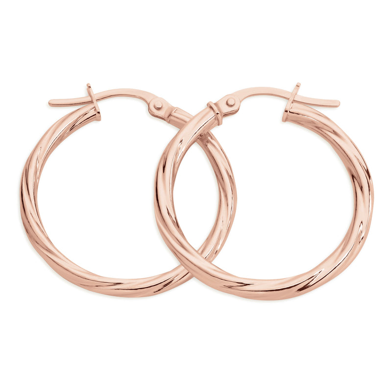 9ct rose gold twist hoop 20mm