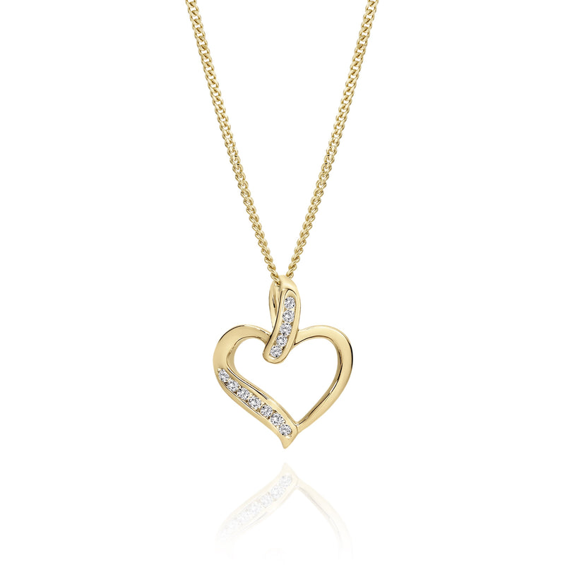 9ct gold diamond heart pendant