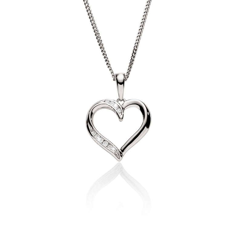 9ct white gold diamond heart pendant