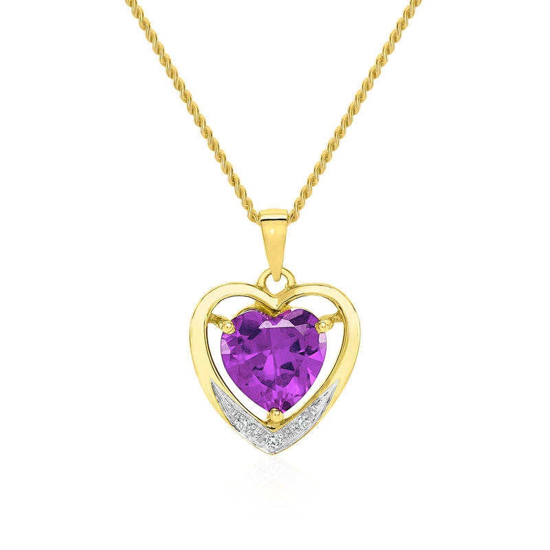 9ct amethyst and diamond pendant