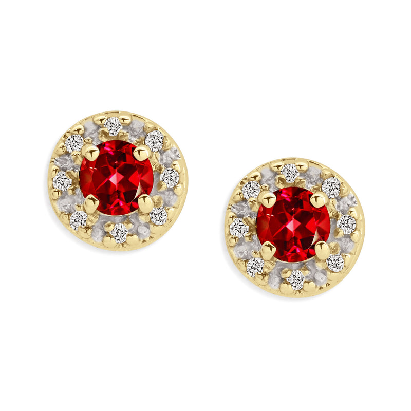 9ct gold ruby & diamond halo studs