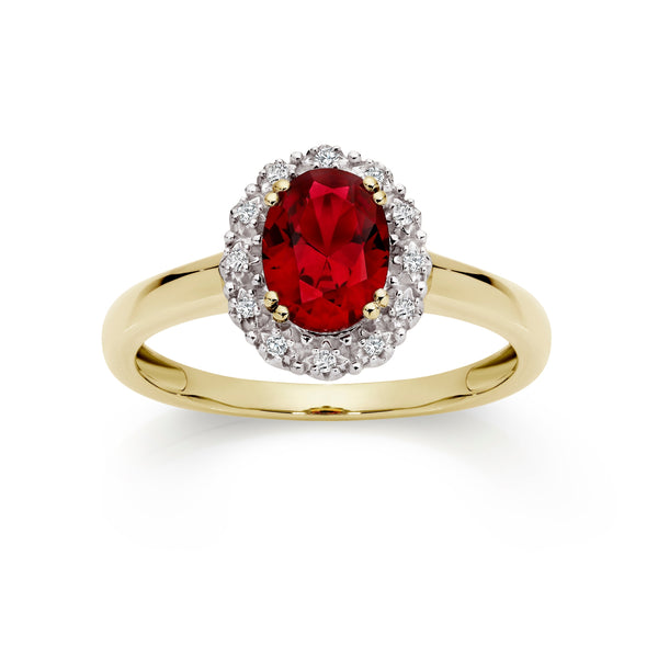 9ct gold ruby & diamond ring