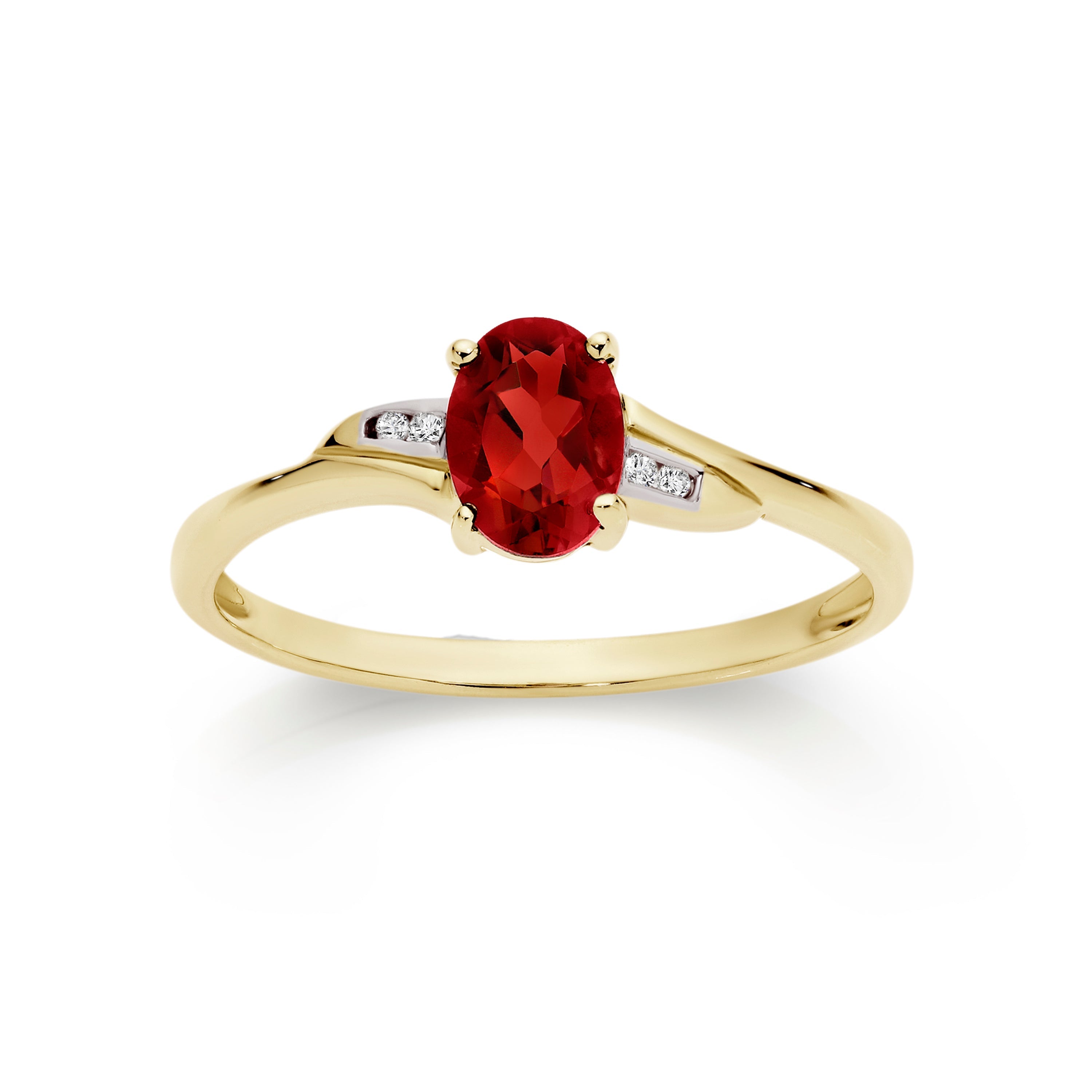 9ct gold garnet & diamond ring