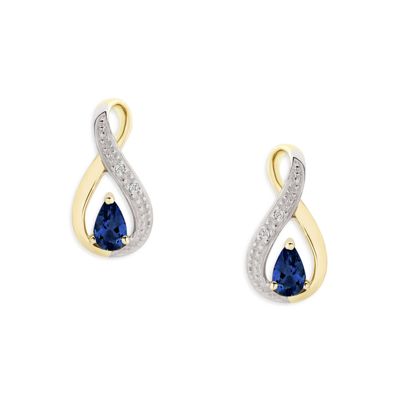 9ct gold sapphire & diamond studs