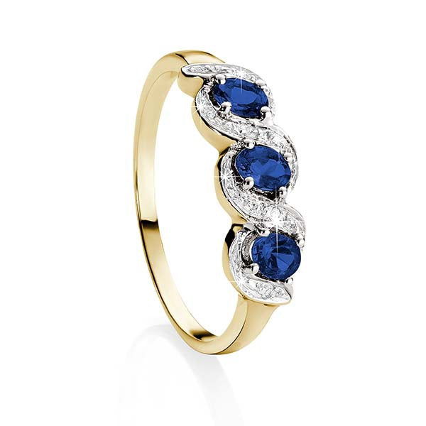 9ct gold sapphire & diamond ring