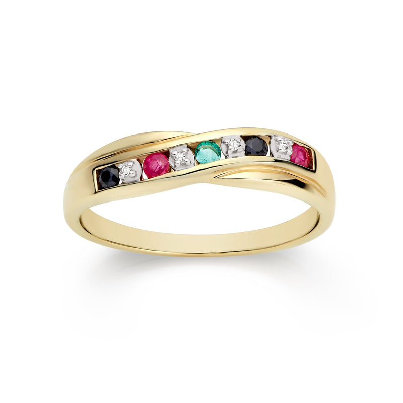 9ct gold multicolour gemstone ring