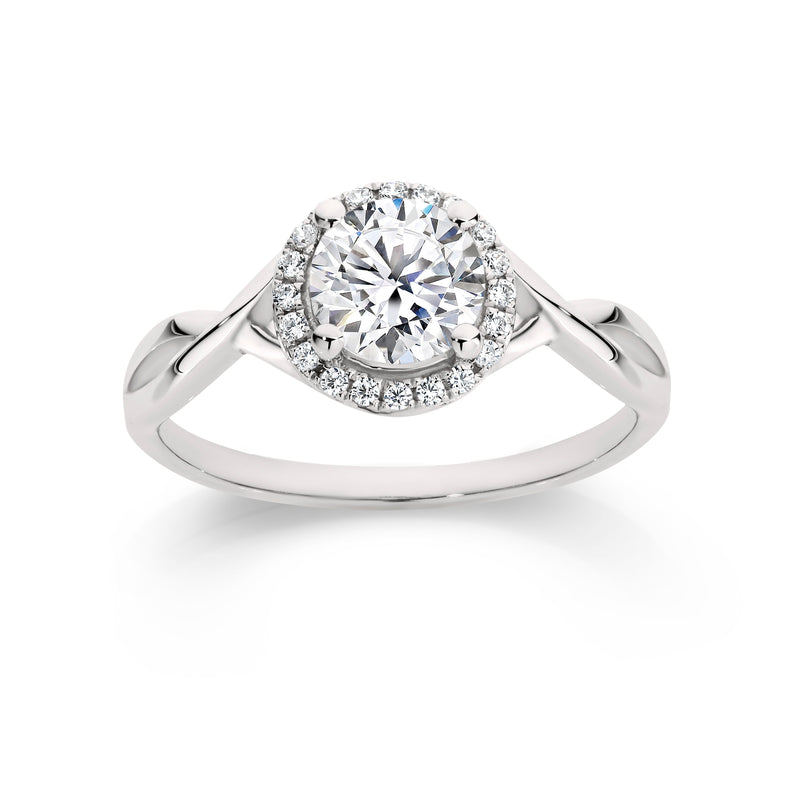 9ct white gold stone set ring