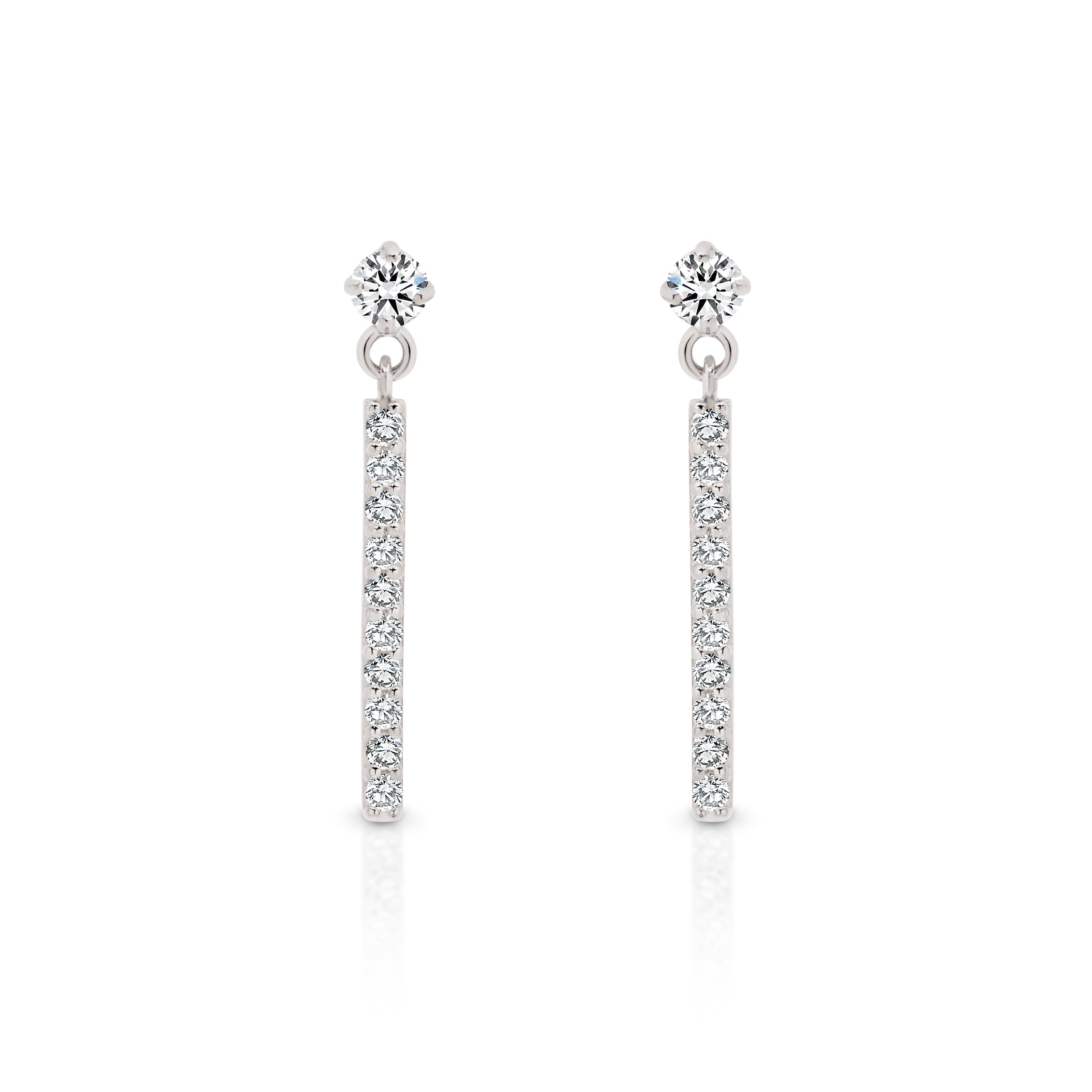 9ct white gold stone set drop earrings